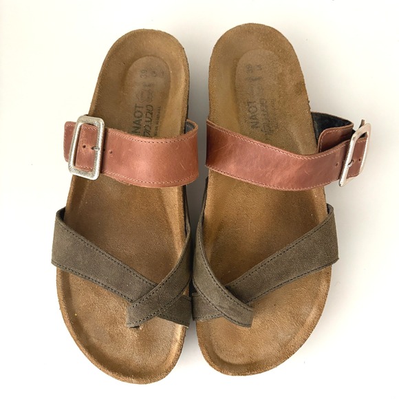 Naot Shoes - Naot Fresno Women's Leather Adjustable Buckle Toe Ring Cork Sandals Size 39